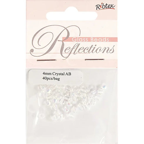 4mm Glass Bicone Beads (available in 3 colours)